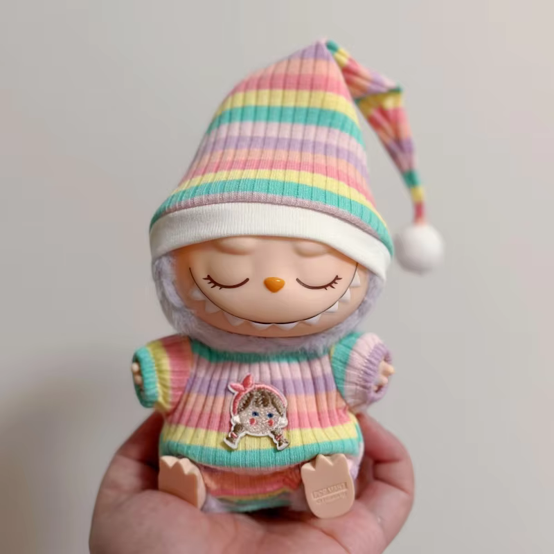 Korea's Latest Trendy Mini Plush Doll Clothing and Accessories For Lafufu Sitting Party V1 Season V Autumn Onesie Hat Set - Image 4
