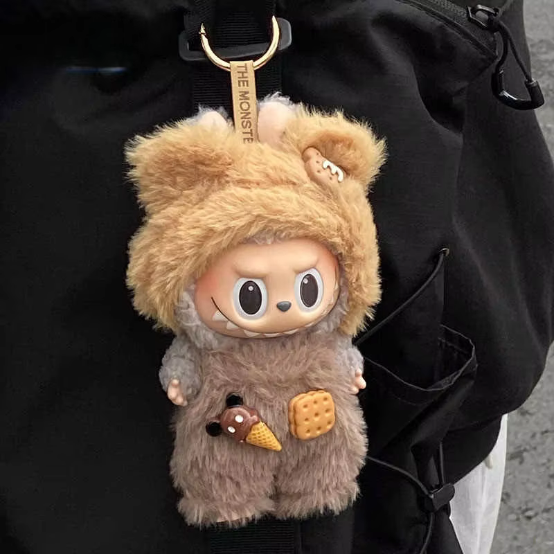 Doll Sitting Party Outfit with Exclusive Lafufu Clothes for 17cm Mini Plush Bears - Bib pants and overalls with bear accessories. - Image 4