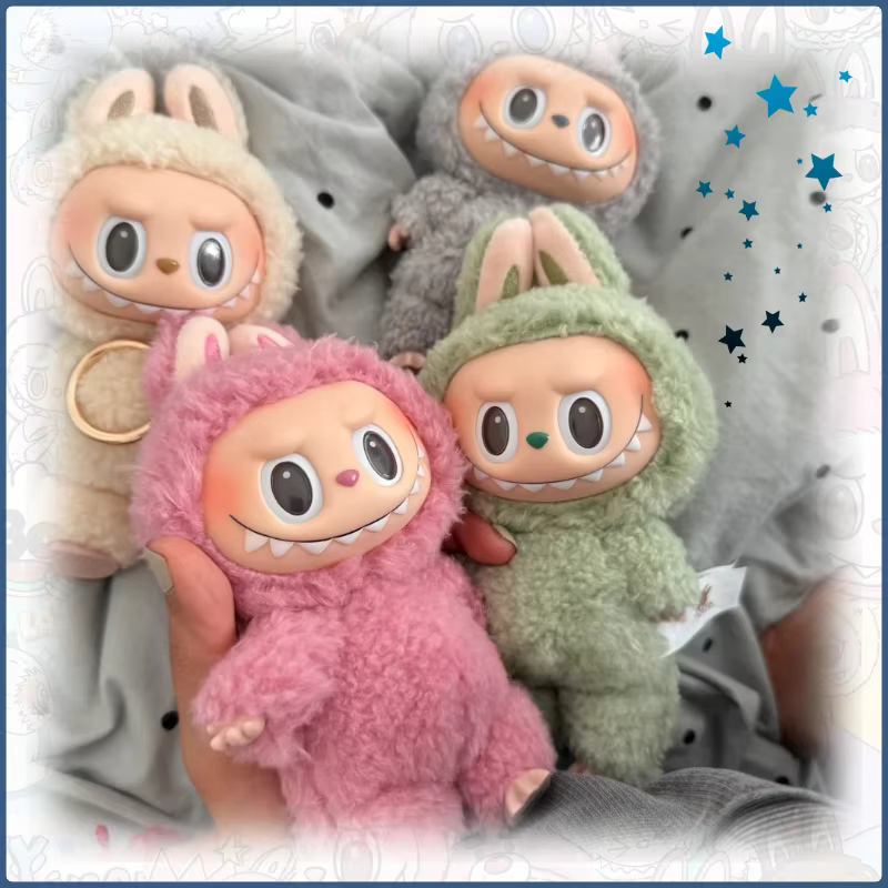 Each box contains one mystery Lafufu doll keychain that is plush and vinyl