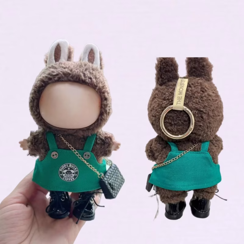 Clothes for a 17cm Lafufu doll Cartoon Green Coffee Dress Shoes 17cm Dolls Can Wear The Monsters Outfit Accessories - Image 4