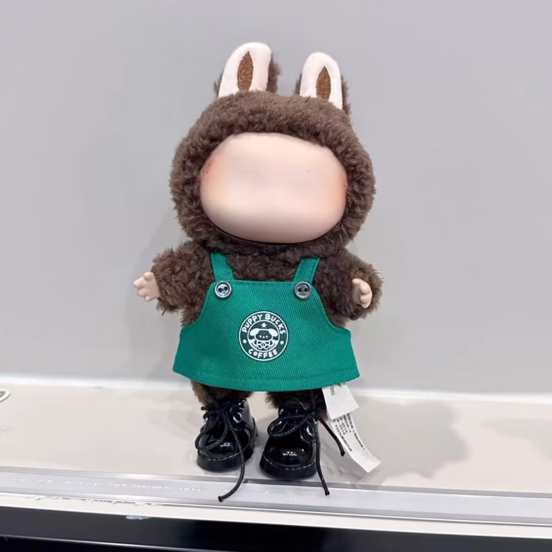Clothes for a 17cm Lafufu doll Cartoon Green Coffee Dress Shoes 17cm Dolls Can Wear The Monsters Outfit Accessories