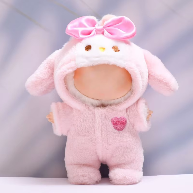 The LaFufu Doll Clothes, 17cm, Monster Outfit Set, DIY Pink Rabbit Jumpsuit for Girls, Children's Present adds a fun and imaginative piece to your doll’s wardrobe - Image 4