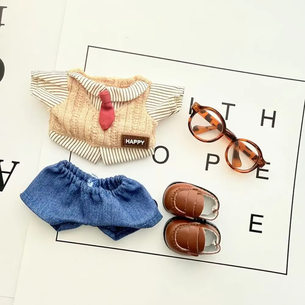 The stunning 17cm College Style Cloth Set designed for Lafufu Dolls and Idol Star Dolls which features glasses and stylish DIY Accessories for Leather Shoes Dolls will certainly inspire you - Image 4
