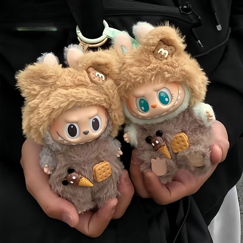 Doll Sitting Party Outfit with Exclusive Lafufu Clothes for 17cm Mini Plush Bears - Bib pants and overalls with bear accessories. - Image 3