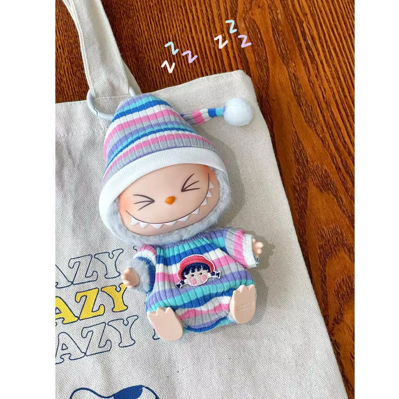 Korea's Latest Trendy Mini Plush Doll Clothing and Accessories For Lafufu Sitting Party V1 Season V Autumn Onesie Hat Set