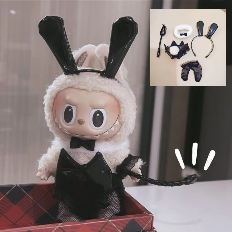 The Lafufu V1 V3 New 17cm Doll Clothes Adorable Rabbit Girl Play Clothes Black Silk Doll's Costume Decoration Accessories Present is one of a kind - Image 3
