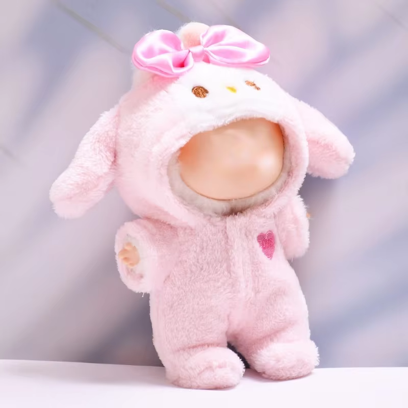 The LaFufu Doll Clothes, 17cm, Monster Outfit Set, DIY Pink Rabbit Jumpsuit for Girls, Children's Present adds a fun and imaginative piece to your doll’s wardrobe - Image 2