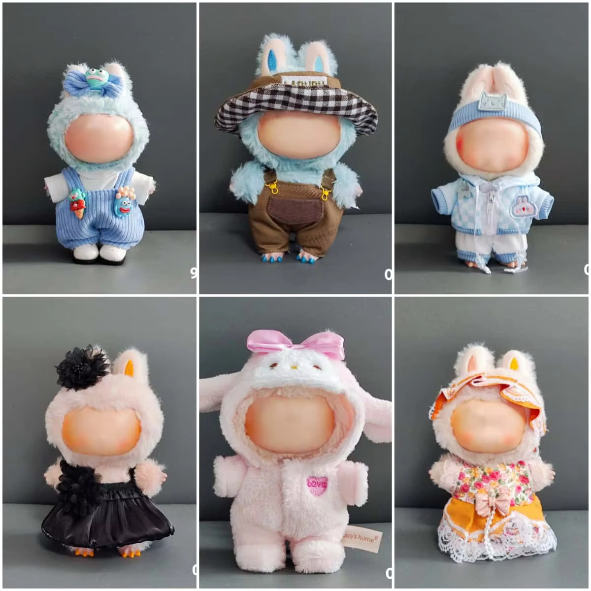 17CM LAFUFDoll Clothes: DIY Costume Set, Kids Present, Monster Outfit Accessories, Pink Bunny Jumpsuit For V1 V2 V3 Dolls