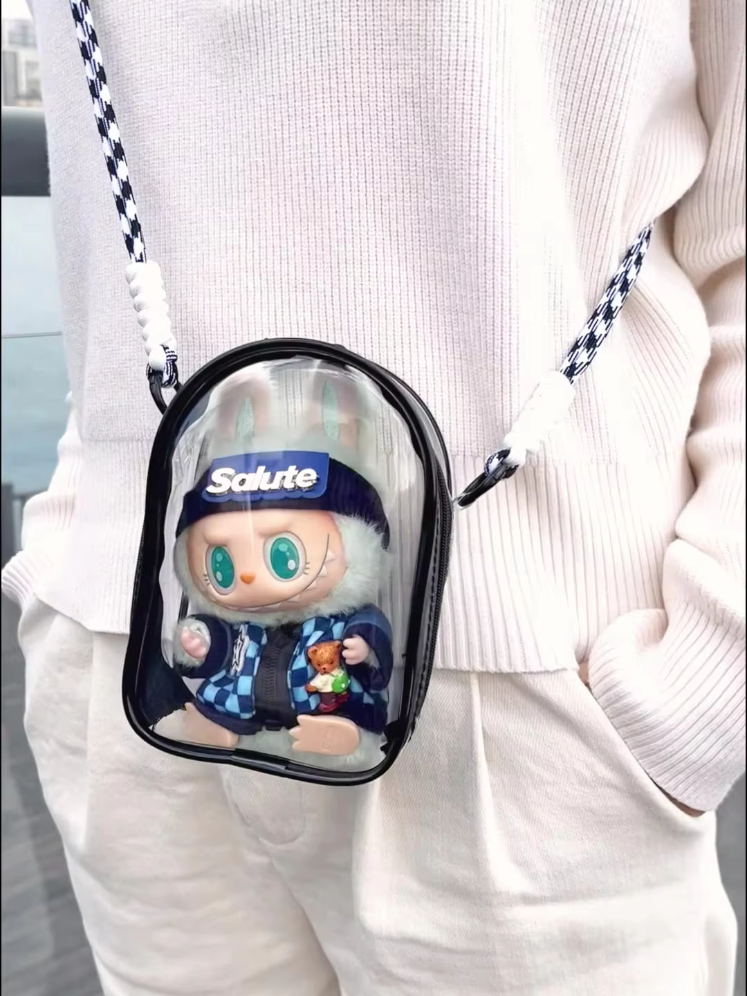 Adorable Lafufu Sanrio Dolls Itabag Storage for Cartoon Figure Models Package Diagonal Gift for Girls: Transparent PVC Bag Doll Show